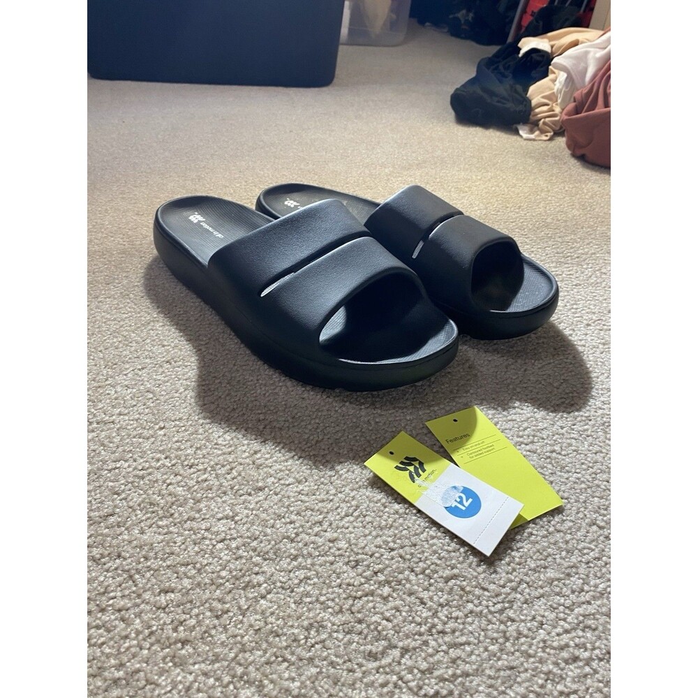 All in Motion Men's Black Contoured Sport Slide Sandals Size 12